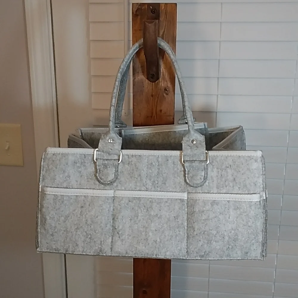 Lee Baby Co.  Gray Diaper Caddy Storage Organizer Nursery Essential Tote Bag New